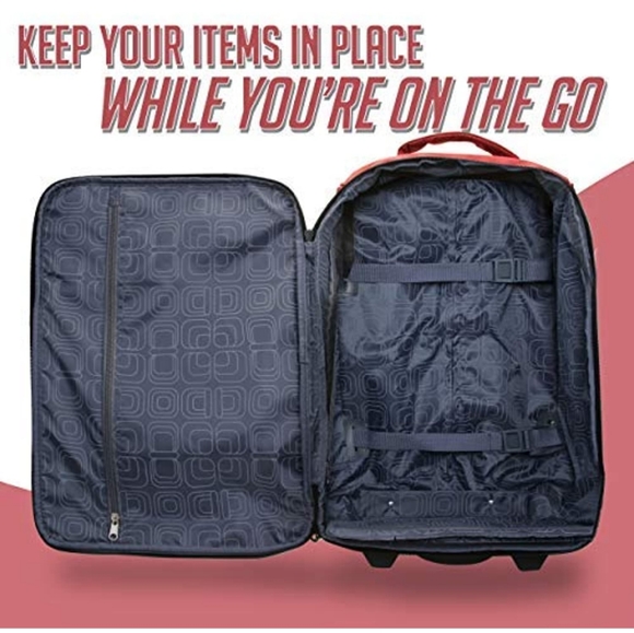 Softside Carry On Luggage Two-Tone Polyester 900D Red. Collapsible - Picture 10 of 10